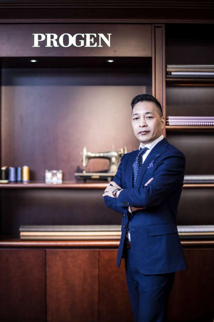 Model wearing finished PHWANG bespoke suit